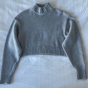 Aritzia Wilfred Free 100% Merino Wool Mock Neck Sweater Harper Heather Grey